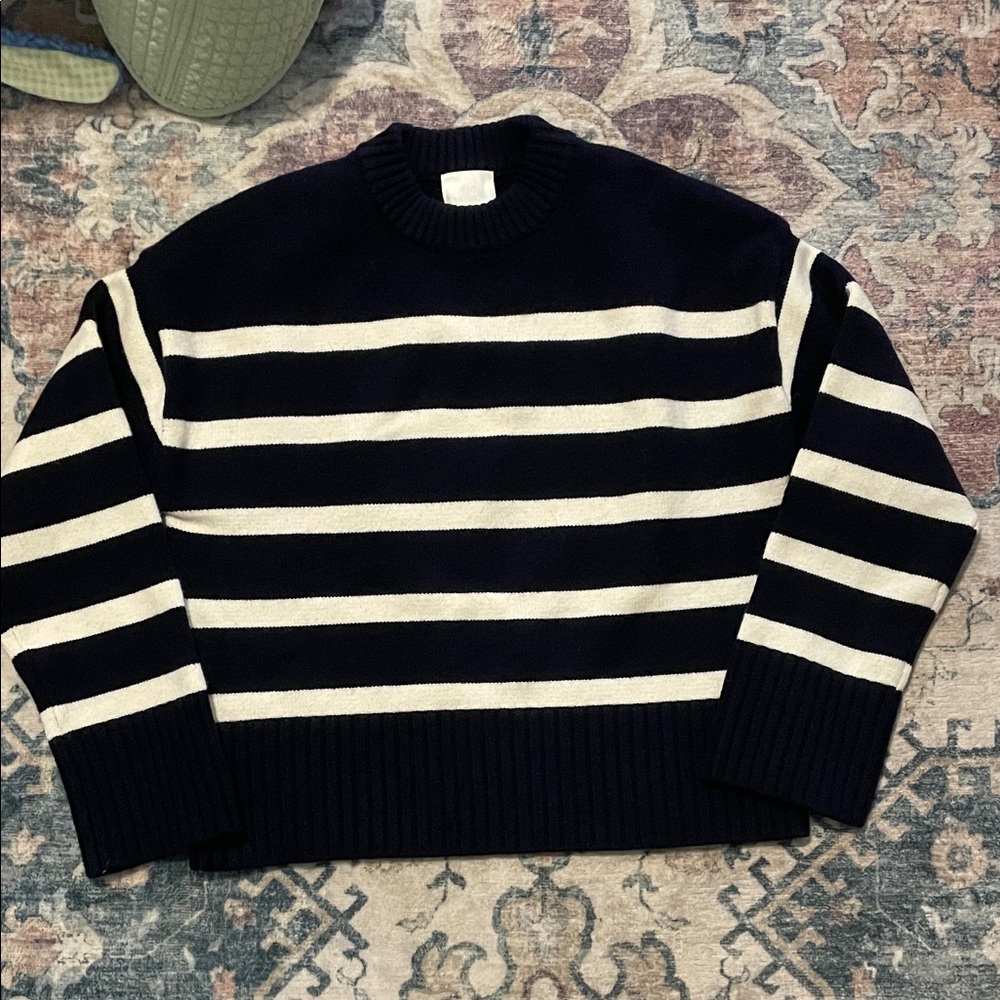 Navy and White Striped Sweater